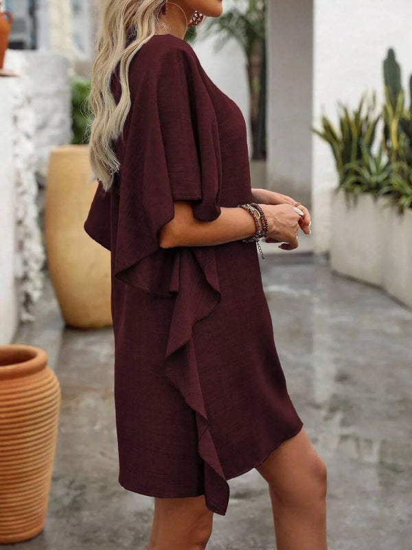 Ruffled Flutter Sleeve V-Neck Mini Dress - product image 3