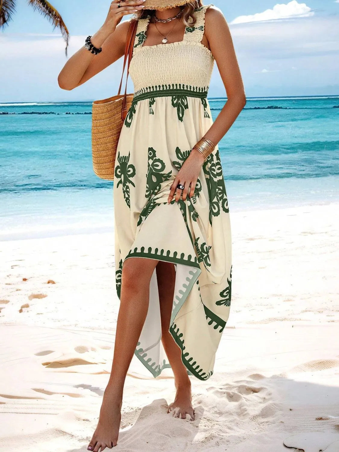 Smocked Printed Wide Strap Maxi Dress - product image 12