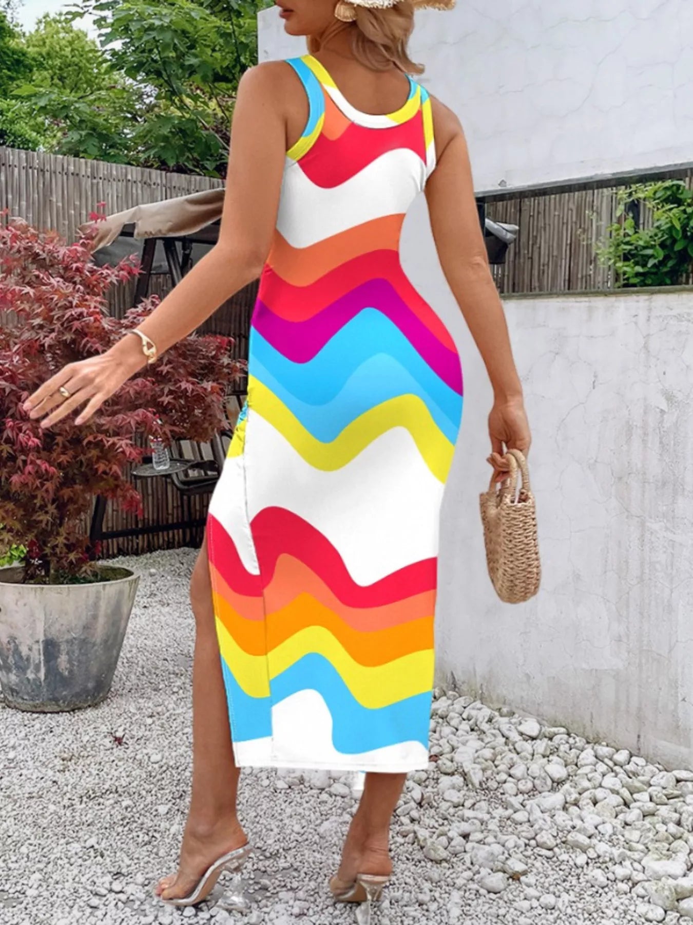 Ruched Slit Sleeveless Midi Dress - product image 3