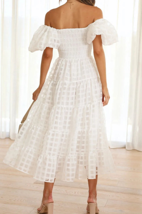 Off Shoulder Short Puff Sleeve Midi Dress - product image 16