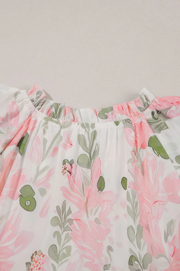 Floral Contrast Edge Layered Short Sleeve Mini Dress - product image 12