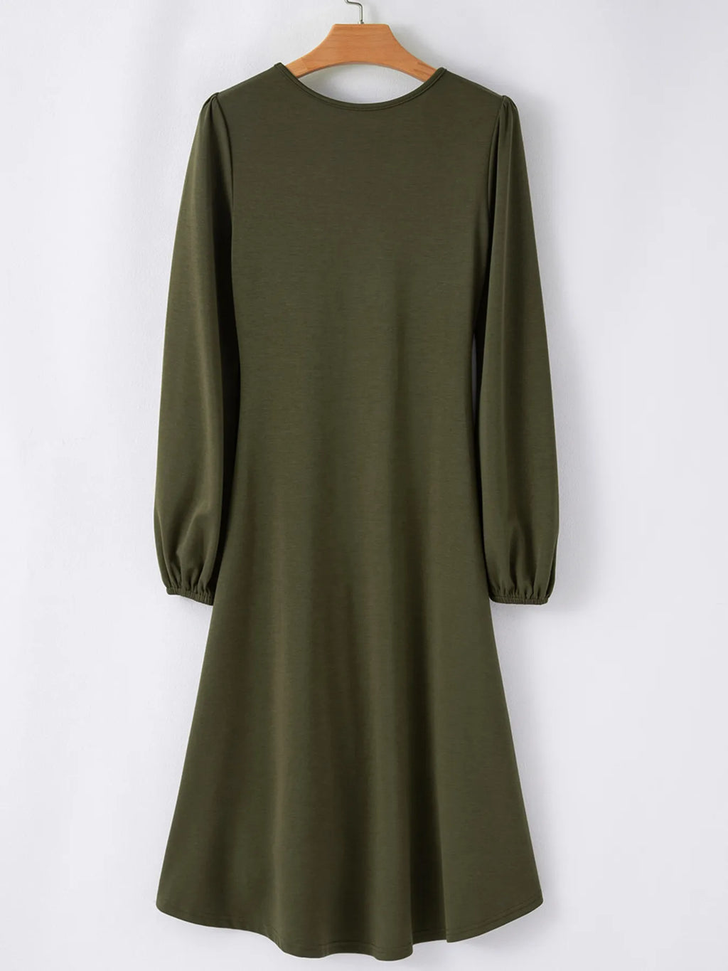 Solid Color Ruched Detail Long Sleeve Midi Dress - product image 7