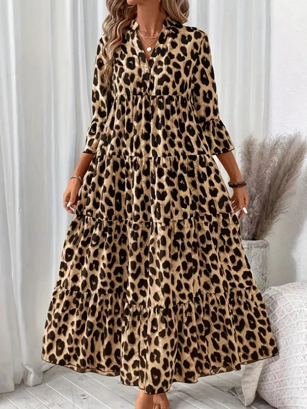 Leopard 3/4 Sleeve Midi Dress - product image 4