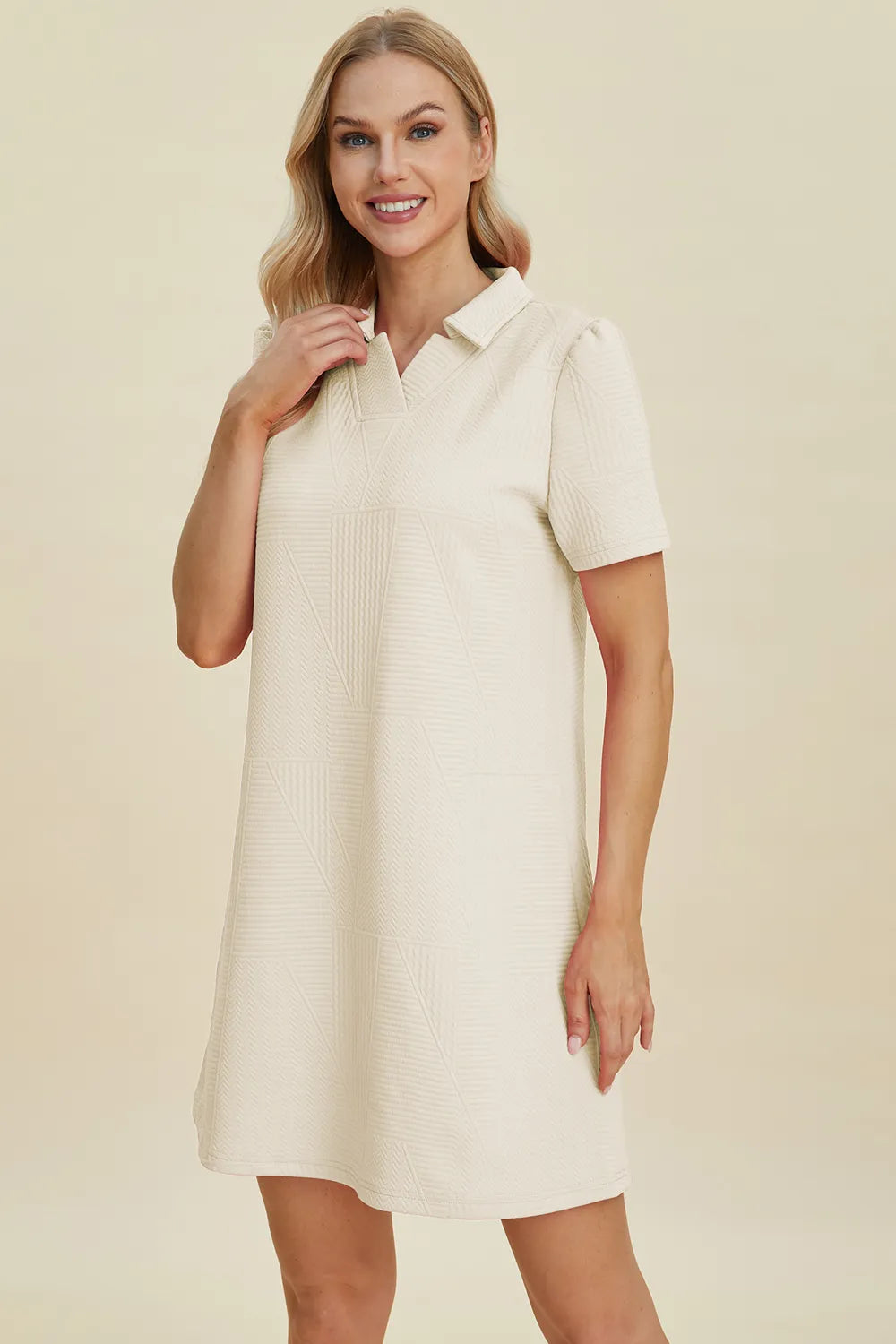 Double Take Texture Short Sleeve Dress Main image