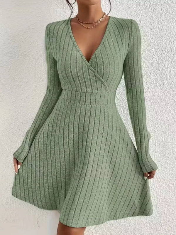 Ribbed Knit Wrap Mini Dress - product image 18
