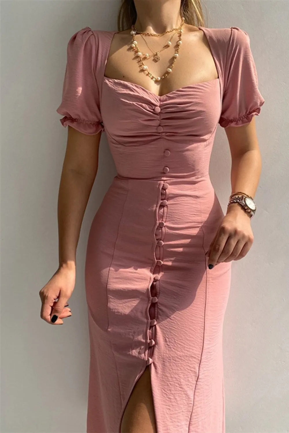 Sweetheart Neck Short Sleeve Dress Main image