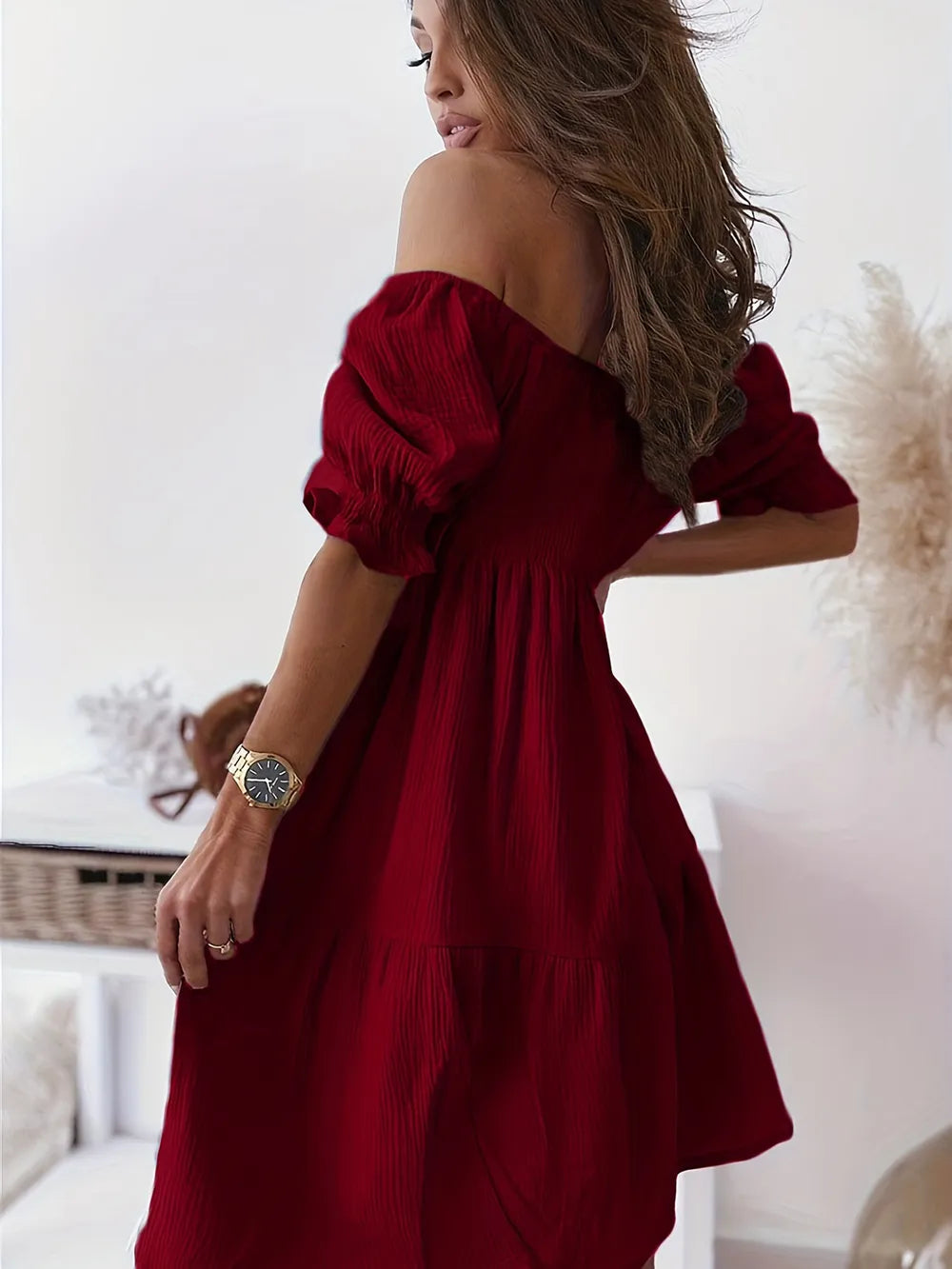 Ruffled Off-Shoulder Short Sleeve Dress - product image 17