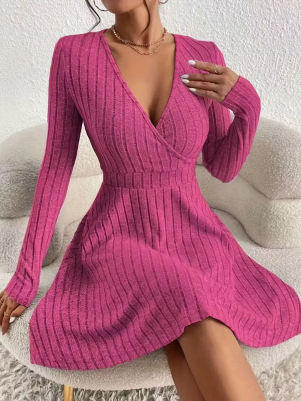Ribbed Knit Wrap Mini Dress - product image 14