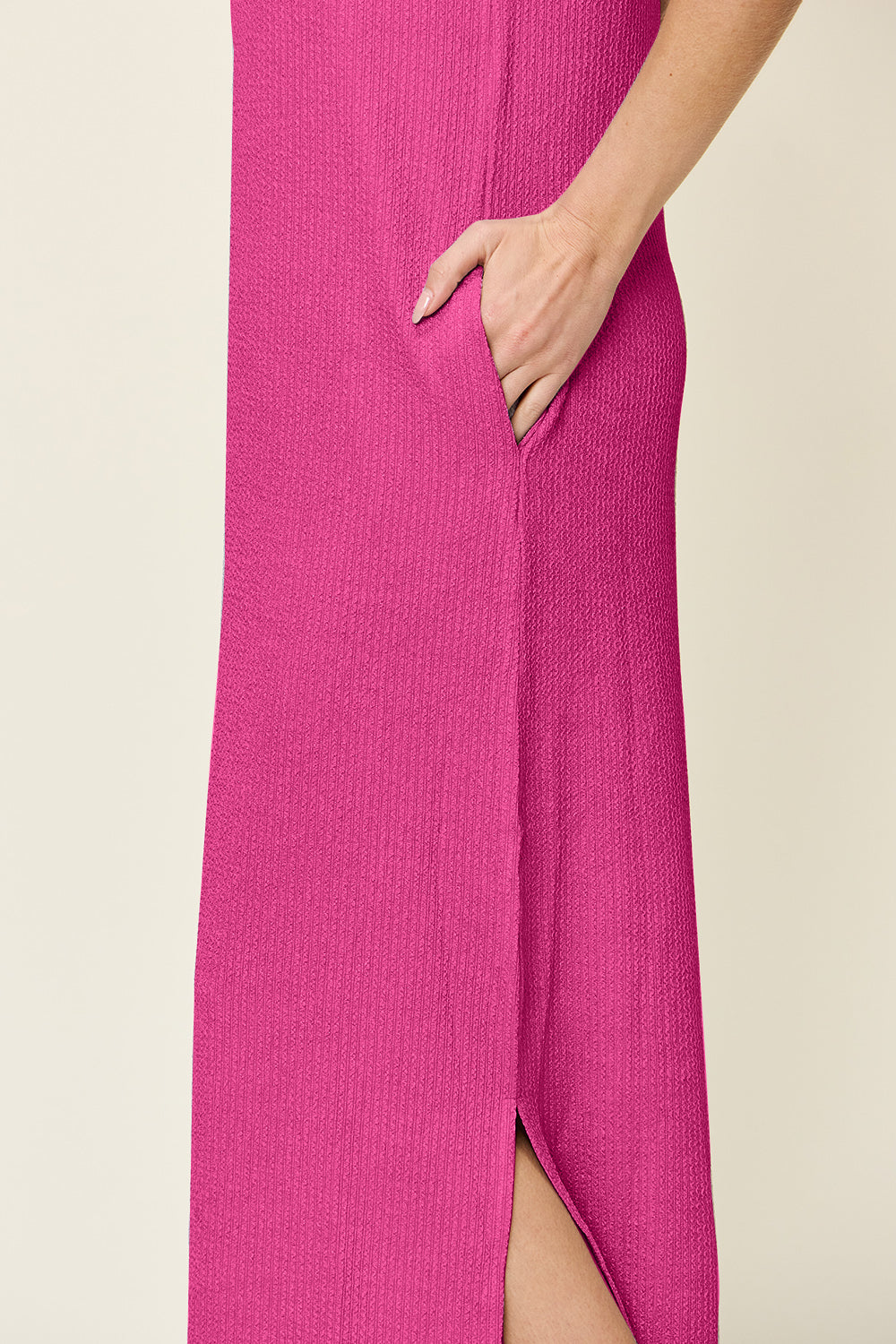 Double Take Full Size Texture Mock Neck Sleeveless Maxi Dress