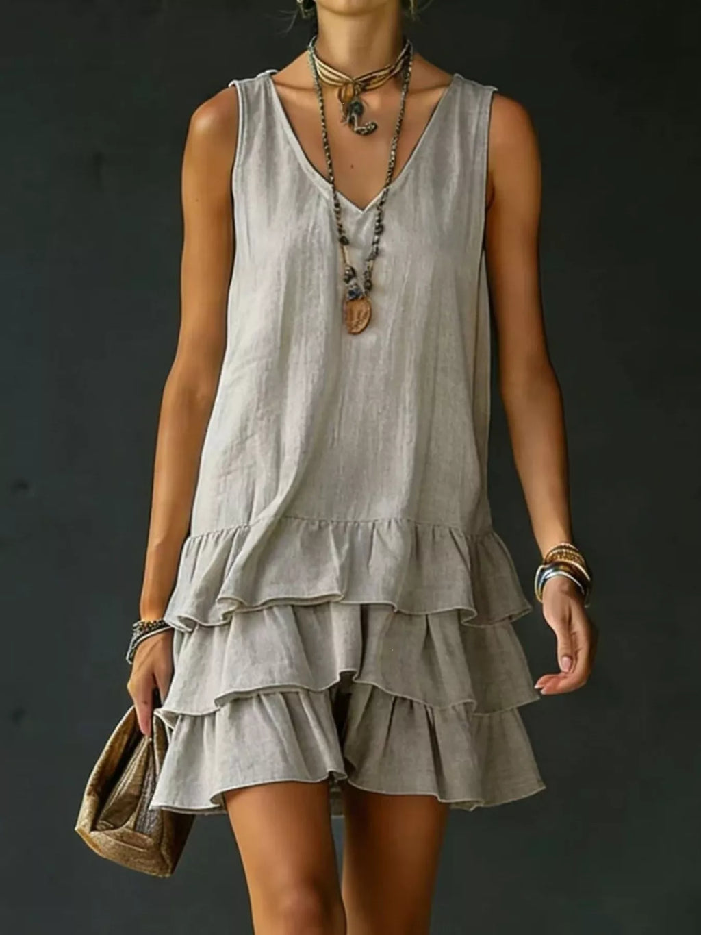Full Size Ruffled Hem V-Neck Sleeveless Dress Plus Size - product image 22