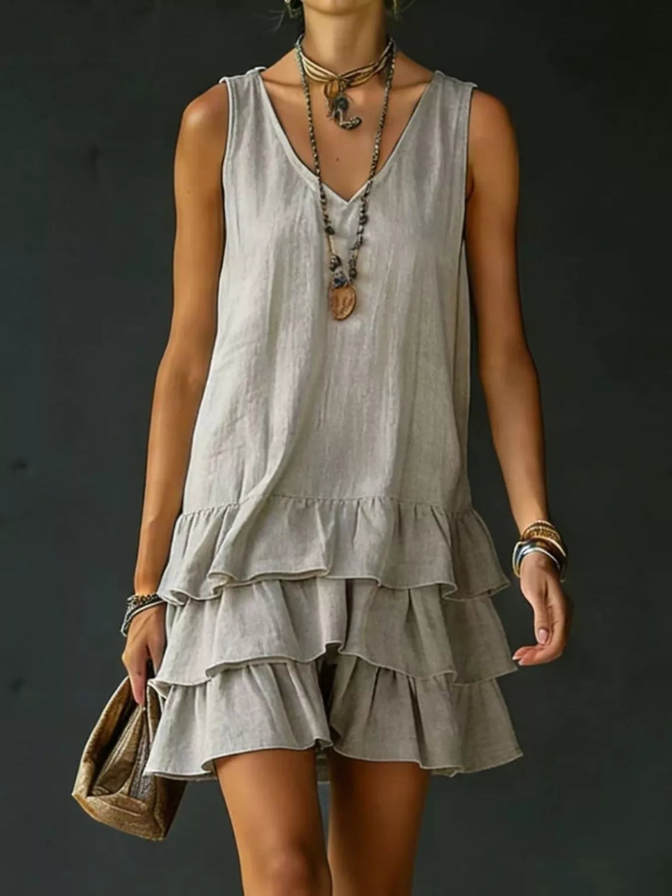 Full Size Ruffled Hem V-Neck Sleeveless Dress Plus Size - product image 22