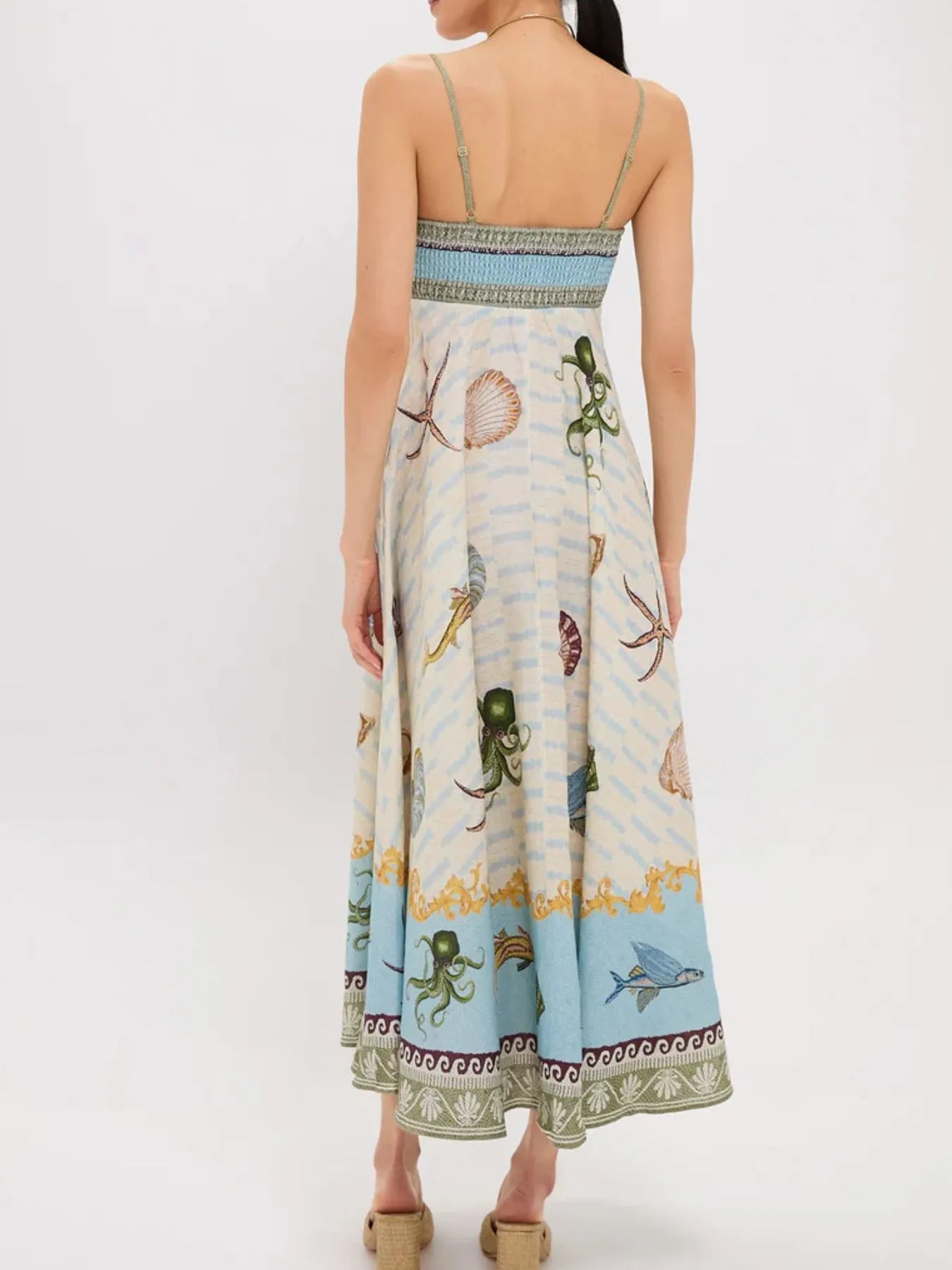 Ocean Print Spaghetti Strap Midi Dress Secondary image