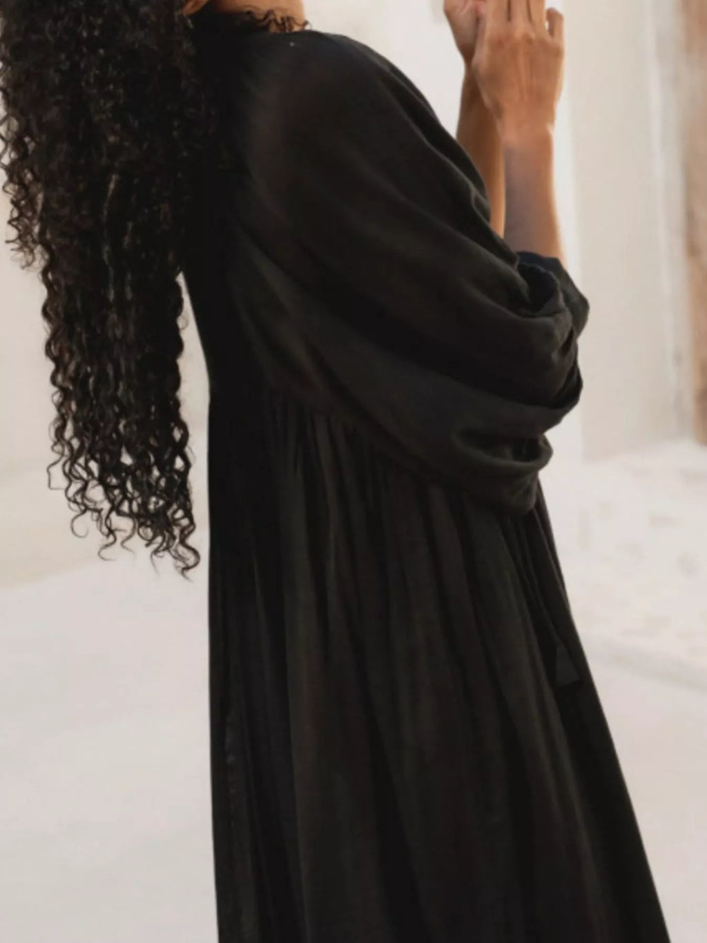 Tie Neck 3/4 Sleeve Midi Dress - product image 14