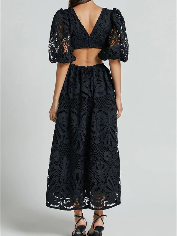 Cutout Back Lace Crochet V-Neck Dress - product image 22