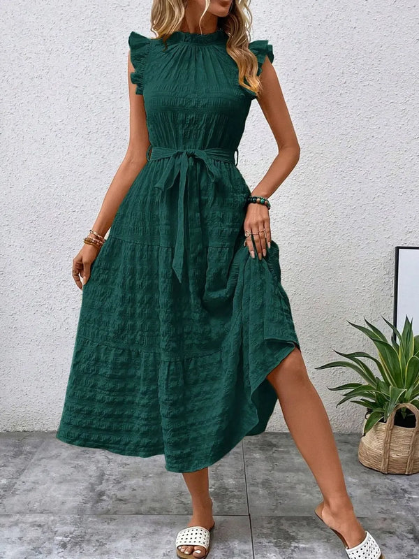 Tied Ruffled Cap Sleeve Midi Dress - product image 9