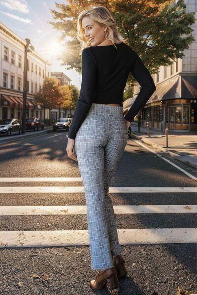 Heimish Full Size Plaid Flare Pants With Wide Waist Band Plus Size Secondary image