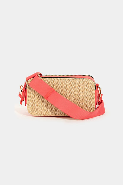 Fame Straw Contrast Crossbody Bag