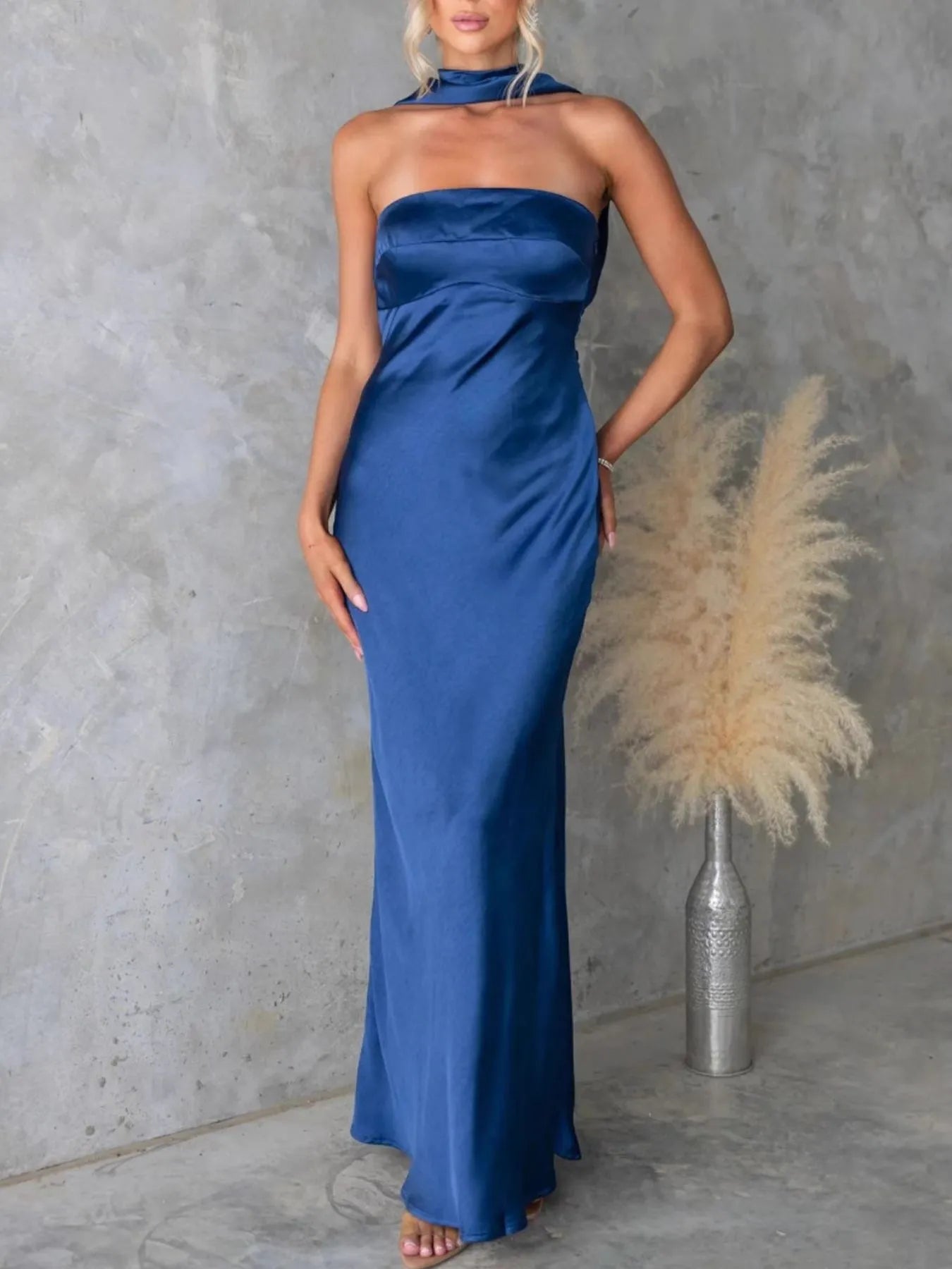 Satin Halter Maxi Dress Main image
