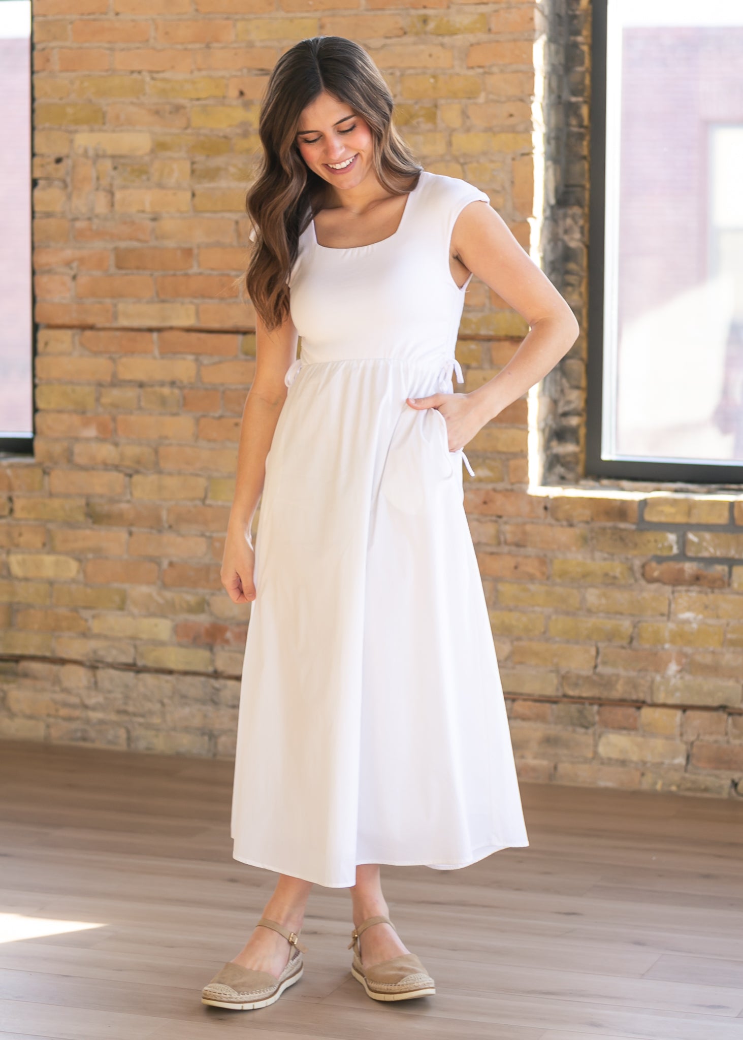 Eleanor White A-line Maxi Dress Main image