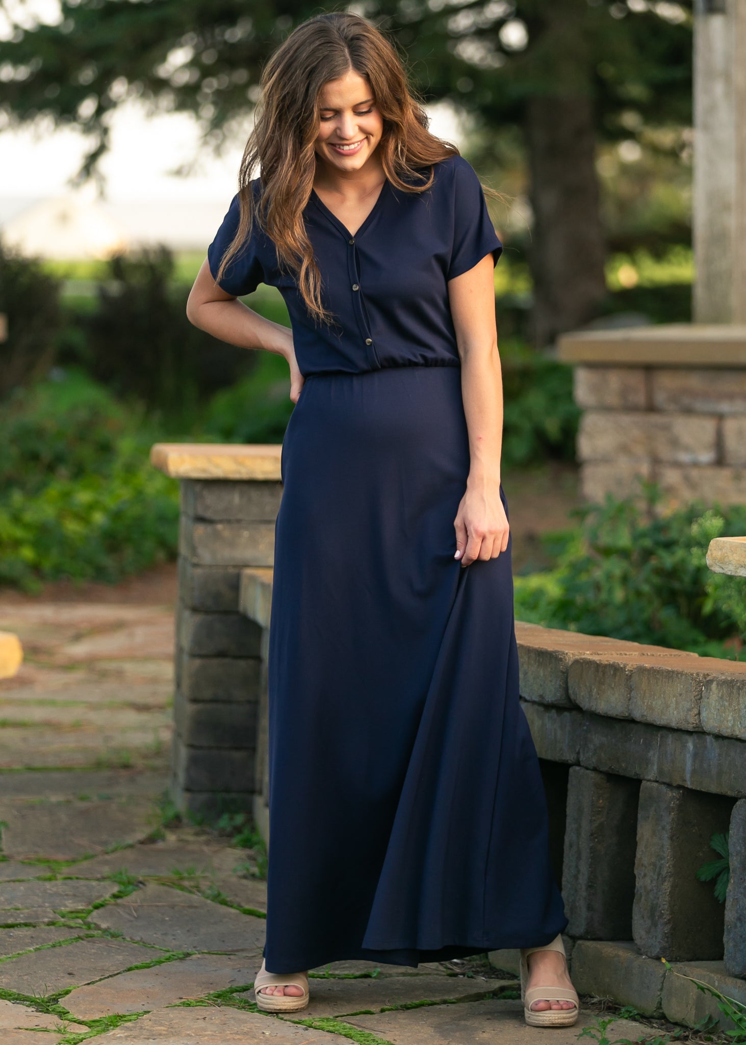 Ella Navy Cinched Waist Maxi Dress - product image 6