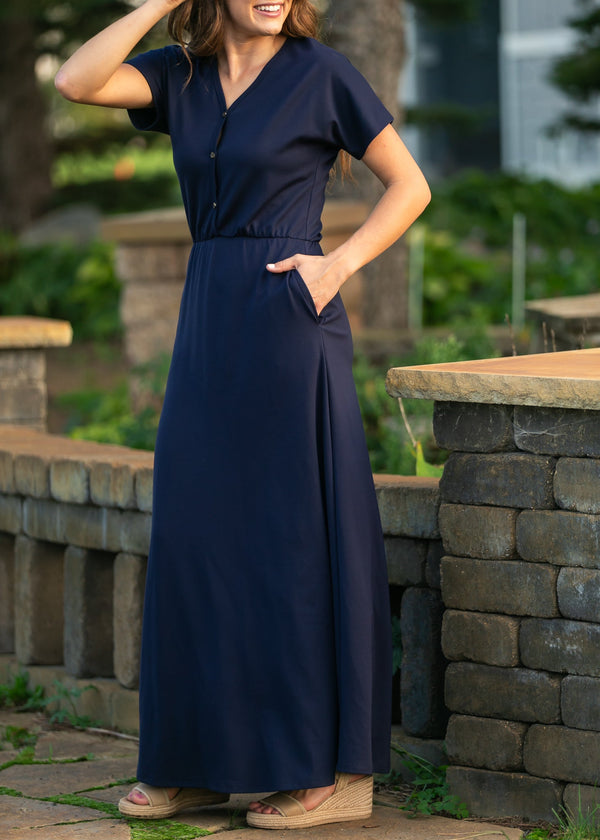 Ella Navy Cinched Waist Maxi Dress - product image 5