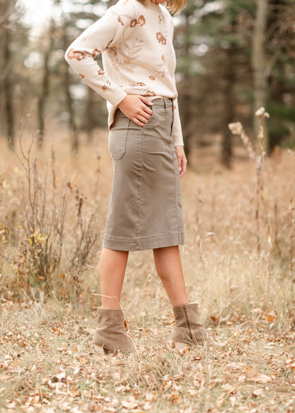 Erica Cotton Twill Midi Skirt