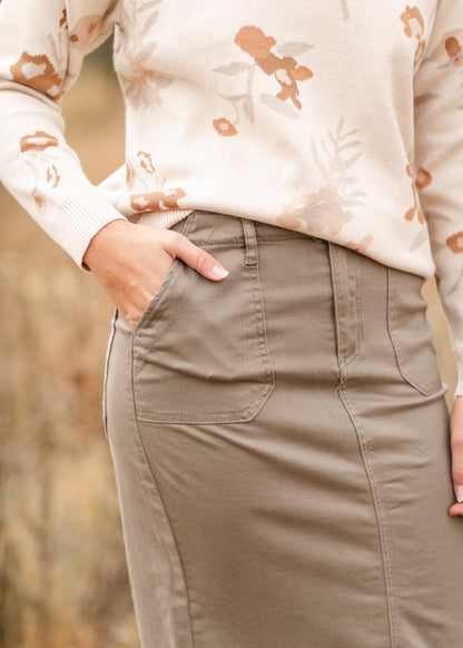 Erica Cotton Twill Midi Skirt