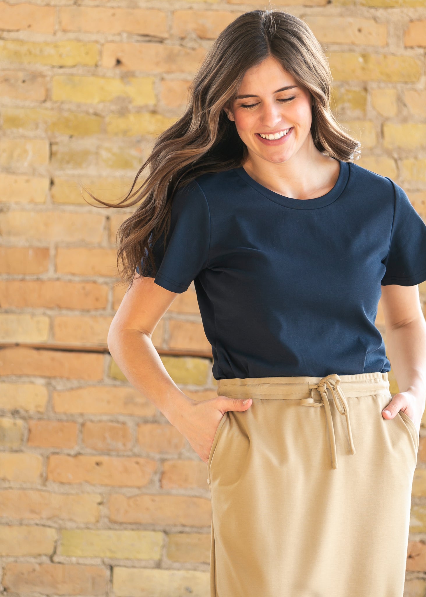 Essential Navy Flutter Sleeve Top Main image