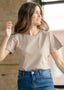 Essential Sand Flutter Sleeve Top