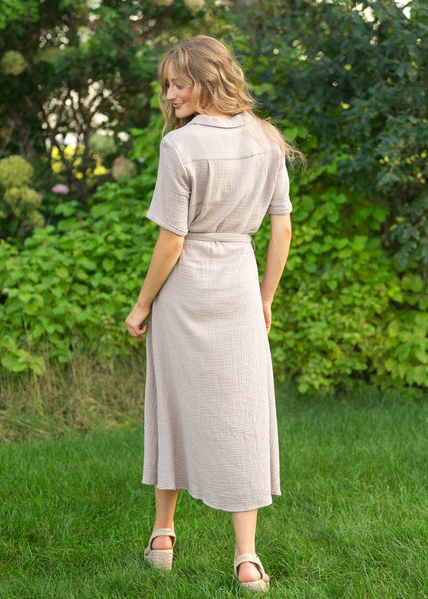 Essential Taupe Short Sleeve Gauze Shirt Dress - product image 3