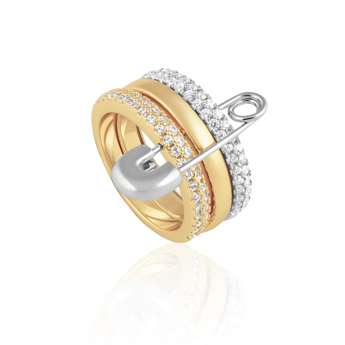 Eva Stacked Safety Pin Ring Main image