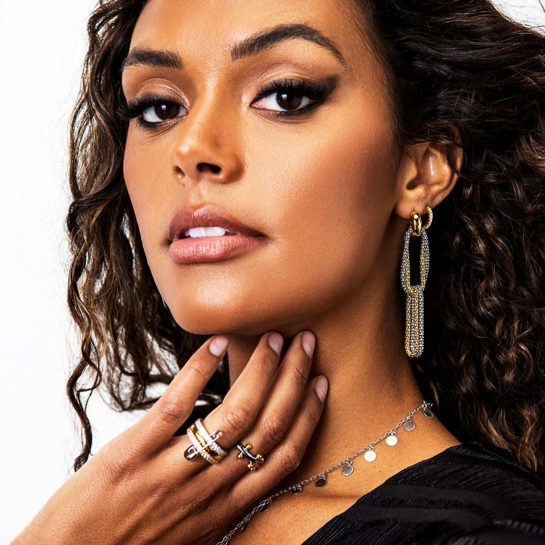 Eva Stacked Safety Pin Ring Secondary image