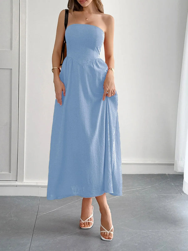 Strapless A-Line Midi Dress with Pockets - product image 12