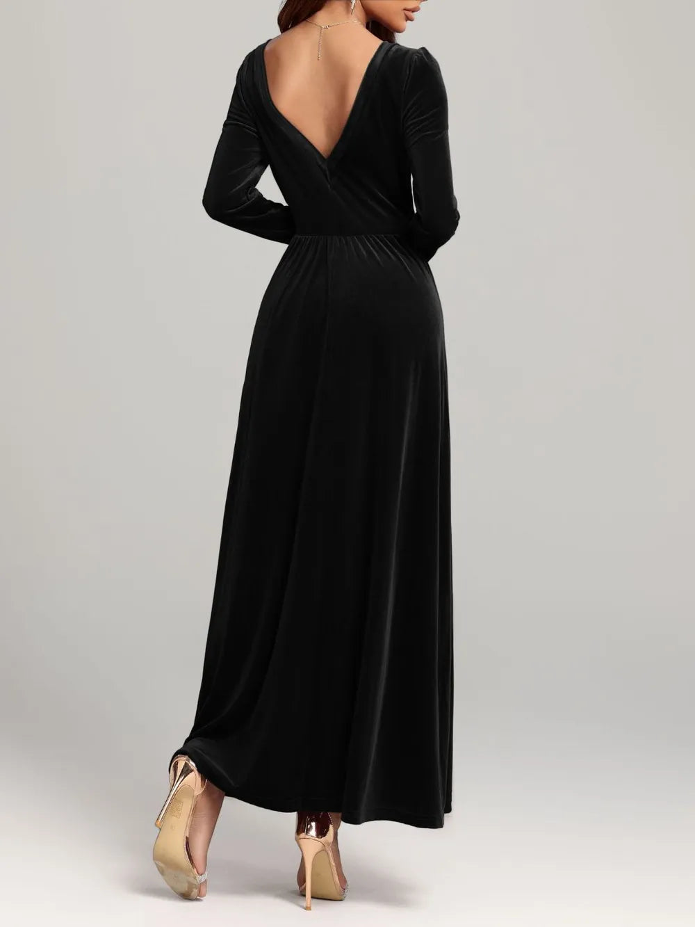 Velvet Square Neck Long Sleeve Dress Main image