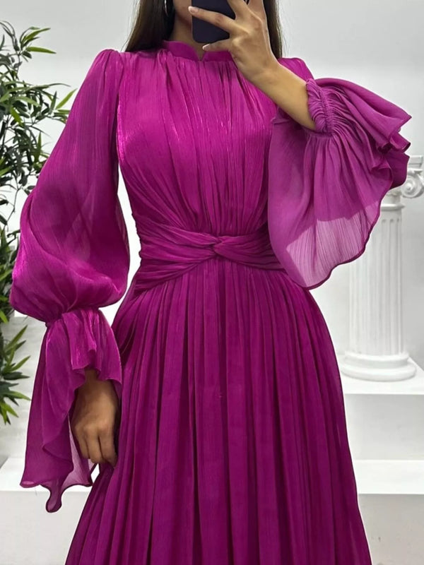 Pleated Mock Neck Long Sleeve Maxi Dress - product image 15