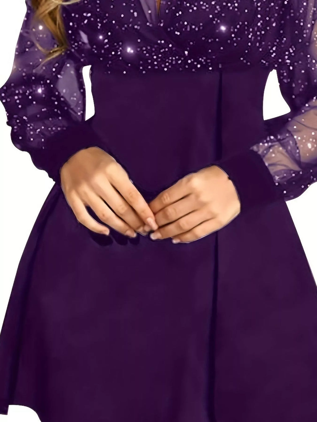 Glitter Mesh Long Sleeve Mini Dress - product image 10