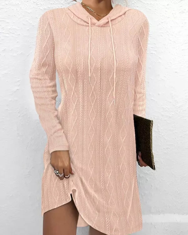 Casual Long Sleeve Hooded Knit Dress Main image