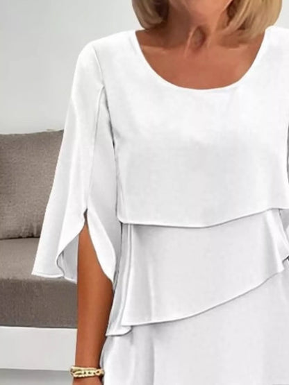 Full Size Ruffled Layered Flutter Sleeve Dress Plus Size view 2 - Shopiebay