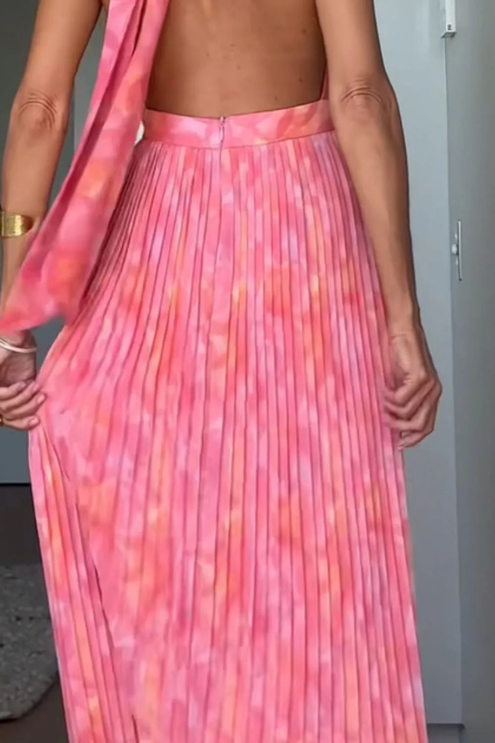 Halter Neck Pleated Maxi Dress - product image 2