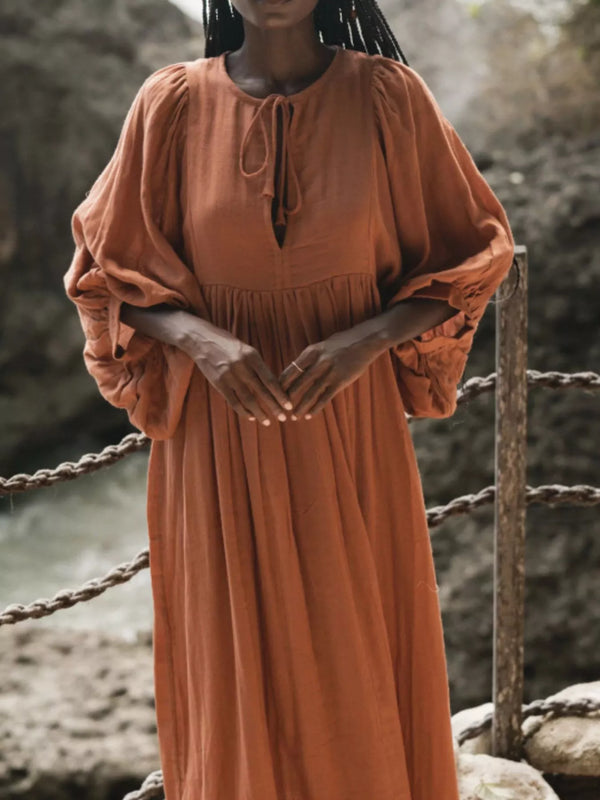 Tie Neck 3/4 Sleeve Midi Dress - product image 8