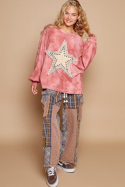 POL Washed Star Patch With Studded Top