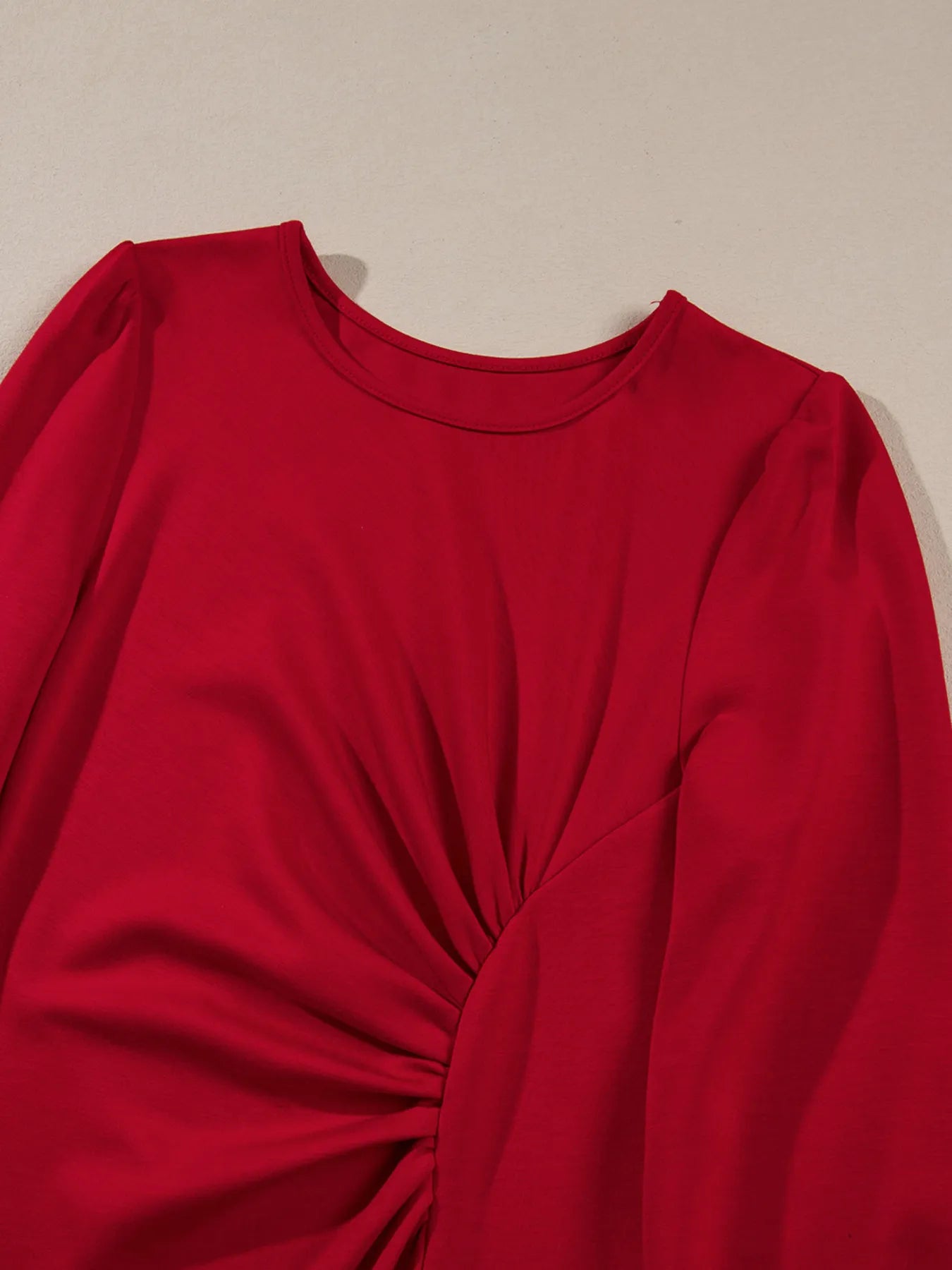 Solid Color Ruched Detail Long Sleeve Midi Dress - product image 27