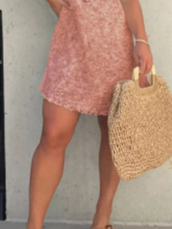 Full Size Raw Hem Short Sleeve Dress Plus Size - product image 9