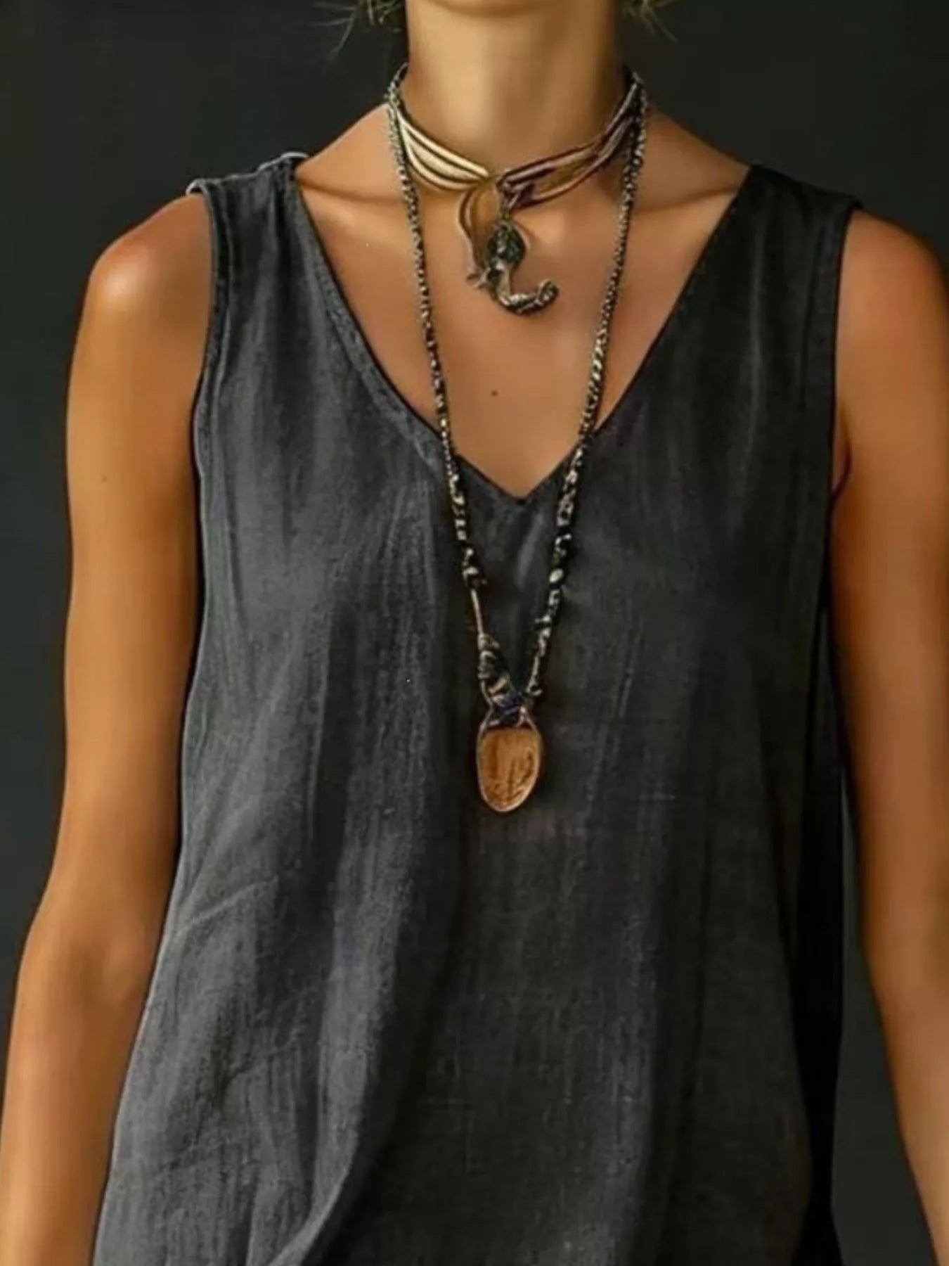 Full Size Ruffled Hem V-Neck Sleeveless Dress Plus Size - product image 9