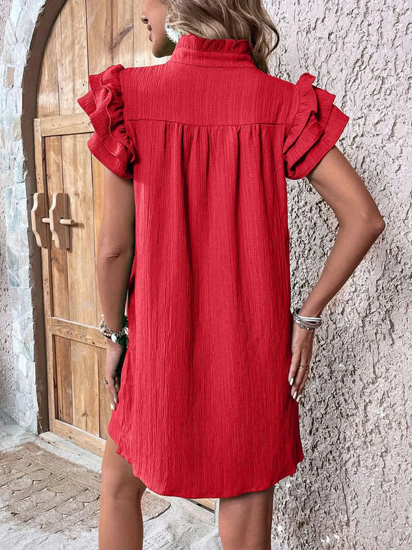 Ruffled Notched Cap Sleeve Mini Dress - product image 25
