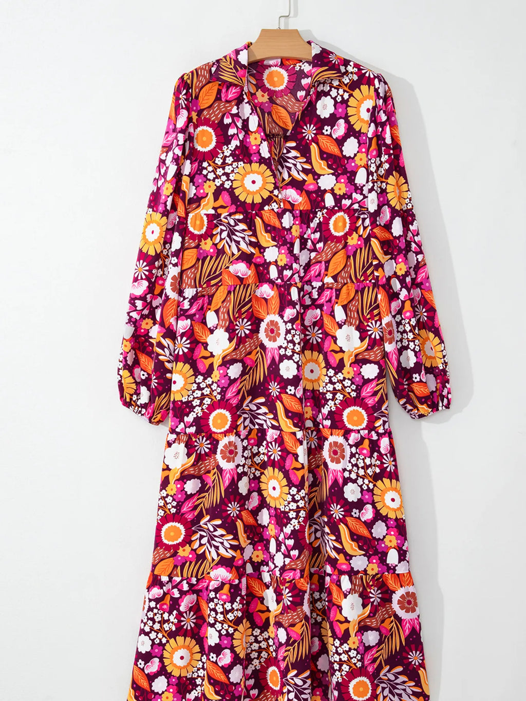 Floral Print Long Sleeve Midi Dress with Pockets - product image 5