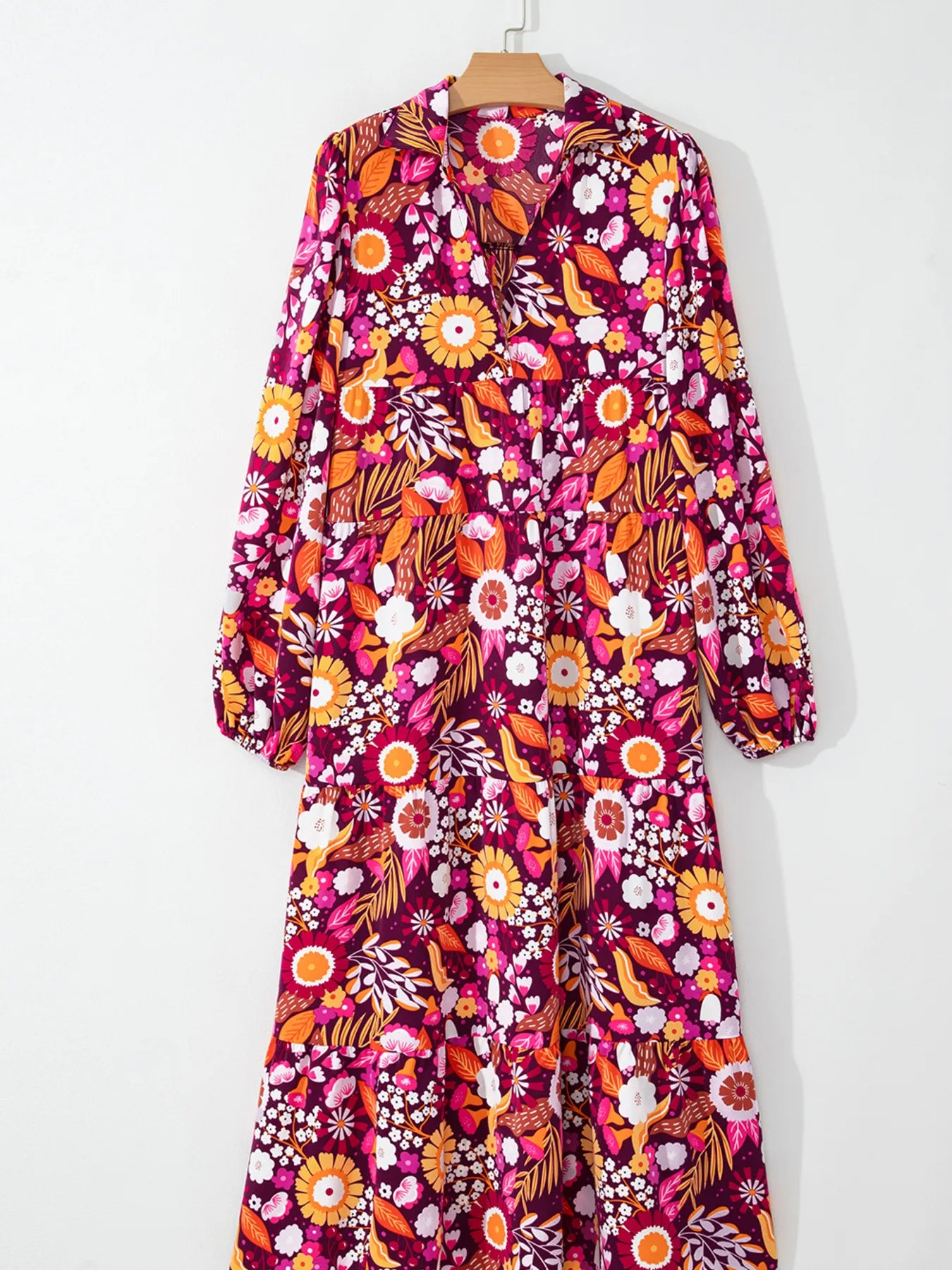 Floral Print Long Sleeve Midi Dress with Pockets - product image 5