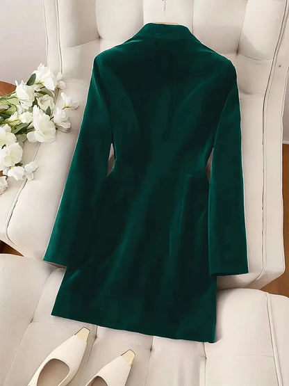 Velvet Double-Breasted Blazer Dress view 2 - Shopiebay