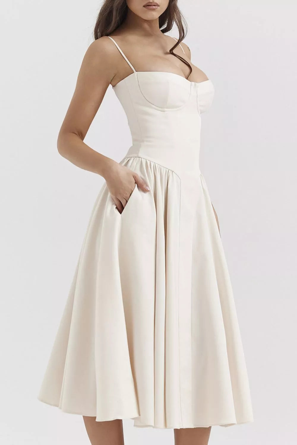 Sweetheart Neck Ruched Midi Dress - product image 15