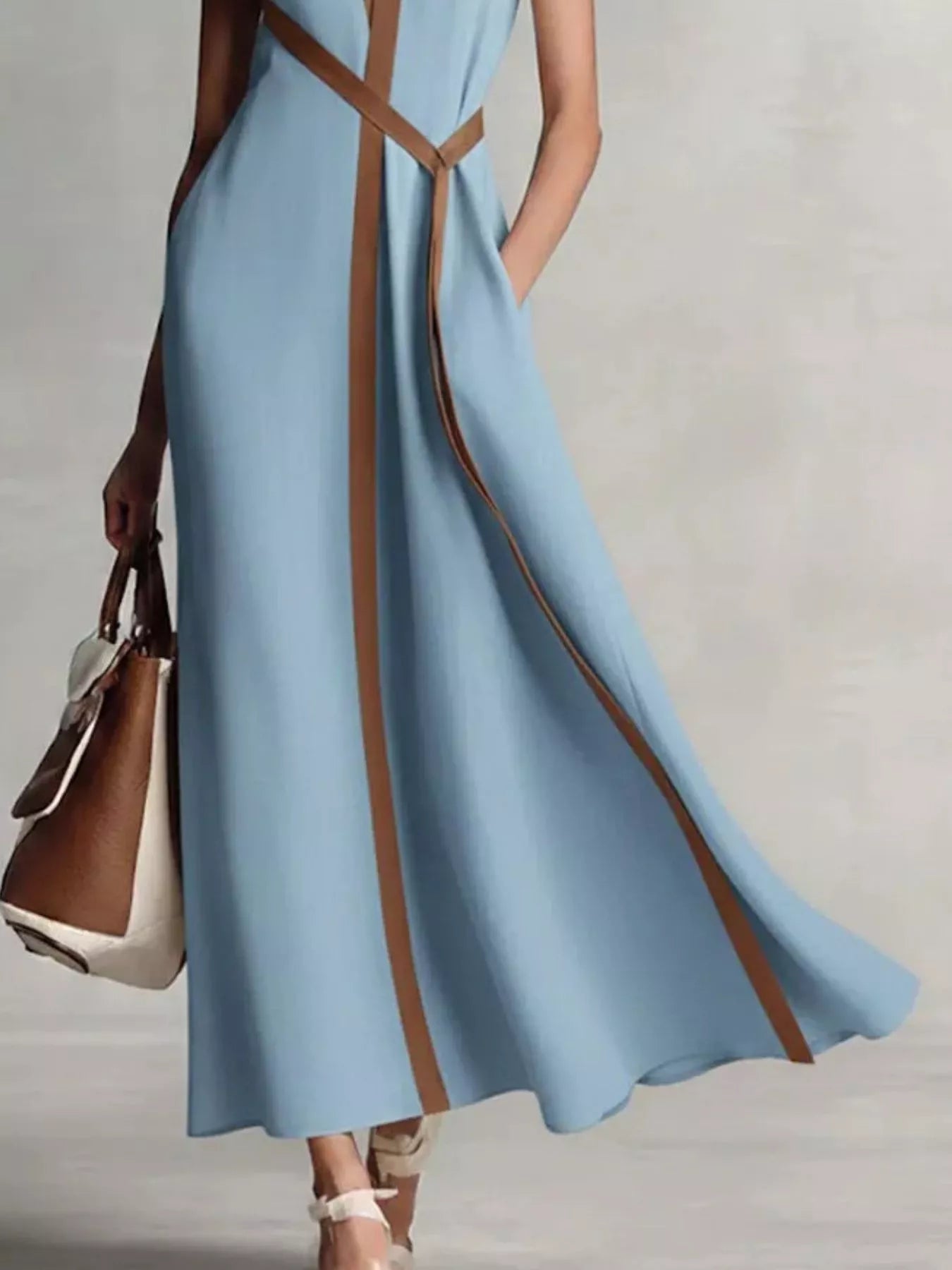 Full Size Contrast Trim Sleeveless Maxi Dress Plus Size - product image 4